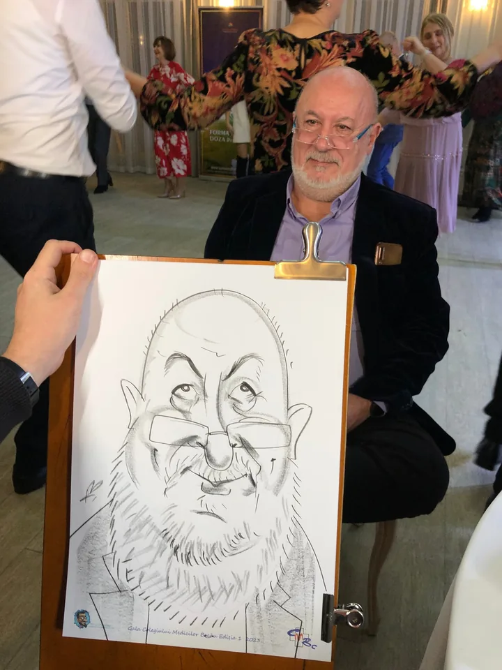 Portret stil caricatură pentru un invitat la nuntă în Mioveni